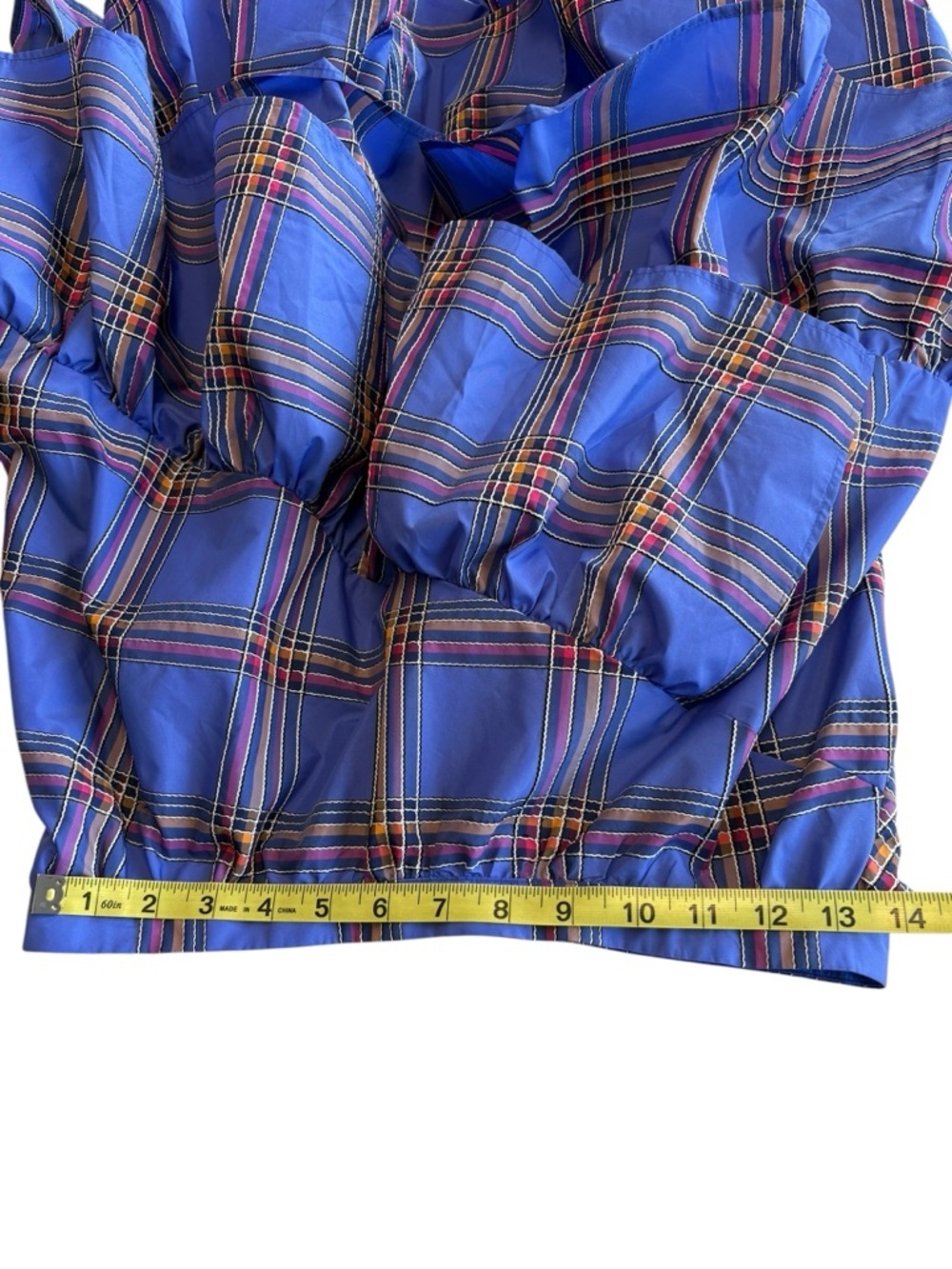 Anthropologie Maeve Blue Plaid Tiered Ruffle Mini Skirt 6 - Picture 4 of 10